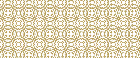 Fototapeta premium Gold Islamic Geometric Pattern Background, Seamless Arabic Ornament for Ramadan Kareem, Eid Mubarak, Luxury Wedding Invitation, and Elegant Traditional Middle Eastern Graphic Design