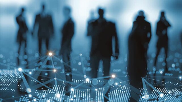 Business professionals networking with digital connections in office  