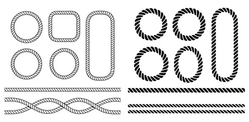 Rope Frame and Divider Mega Set with Circle, Square, Rounded Rectangle, Portrait Oval, Twisted Divider, and Braided Line Elements © magic390