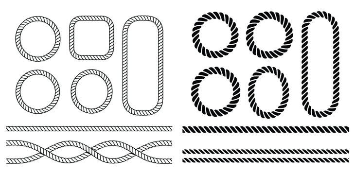 Rope Frame and Divider Mega Set with Circle, Square, Rounded Rectangle, Portrait Oval, Twisted Divider, and Braided Line Elements