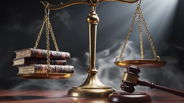 Golden Scales of Justice Representing Libra Law Legal System and Crime Concept in a Detailed 3D Illustration Render for Judicial Authority and Equilibrium