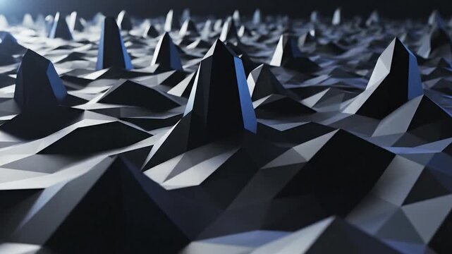 Abstract geometric landscape with sharp peaks and low poly design