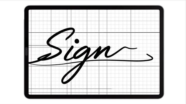 Electronic signature on white tablet for medical consent form