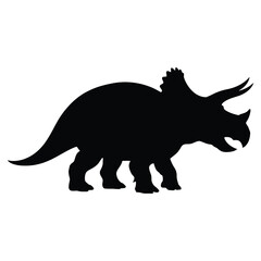 A striking silhouette of a triceratops dinosaur showcasing its distinctive features © alexpro