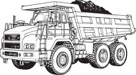 Vector dump truck illustration with coal load isolated on Transparent Background © Ripon islam rana