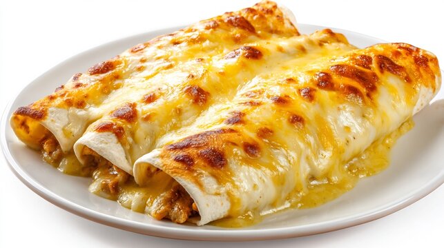 Golden enchiladas verdes with melted cheese, vibrant sauce, and appetizing presentation on white plate
