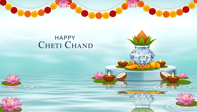 Cheti Chand Spiritual Water Reflection Festival Banner
