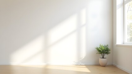 Fototapeta premium Simple empty room with white wall and modern style