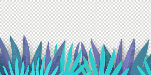 Abstract tropical leaves in shades of purple teal and green © Mamata