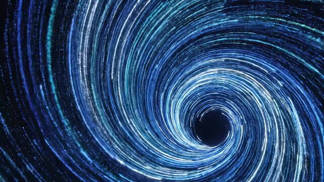 Blue light swirl in dark space