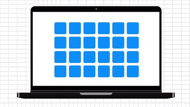 Laptop boot sequence on white grid for software development