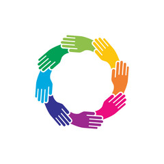 Obraz premium Circle of Diverse Hands Holding Together