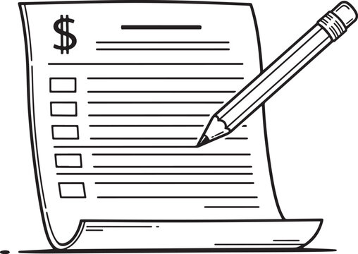 Invoice with pencil on document dollar sign checklist