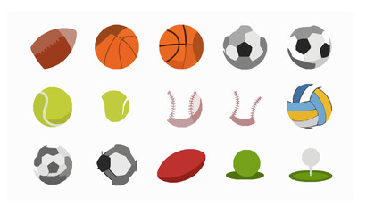 Fototapeta premium Sport balls vector icon set with football basketball soccer and more isolated on white background