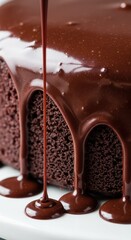 Obraz premium Rich Chocolate Cake with Glossy Ganache Dripping Down the Sides