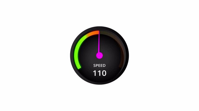 Speed Meter scale animation on transparent background, speed meter indicator animated with alpha channel.