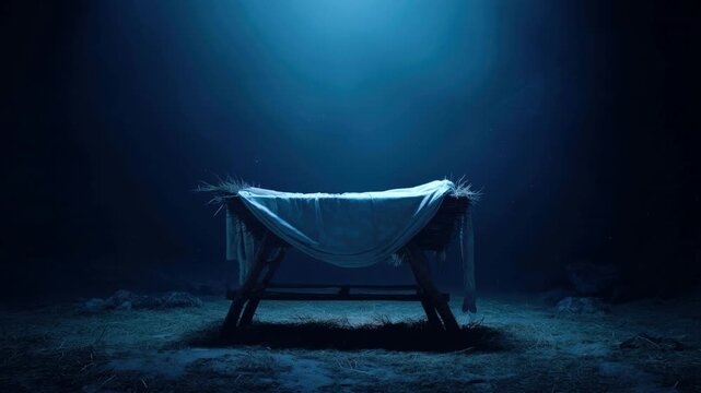 The Empty Manger: A Simple, Yet Poignant Scene of Faith.  ..Created with Generative AI, not depicting real subjects. NAtivity scene