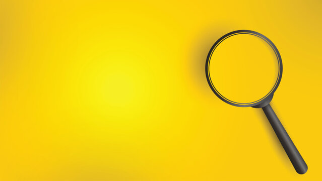 Modern Magnifying Glass on Vibrant Yellow Background with Blank Text Space