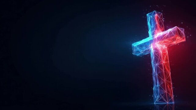 A stunning, glowing, cross, symbolizing faith and hope against a black background. ..Created with Generative AI, not depicting real subjects.
