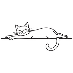 Vector illustration of a smiling cat lying down © Mir