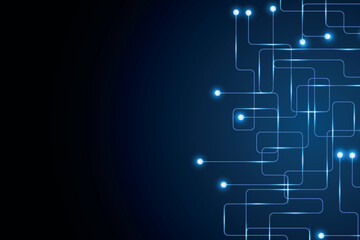 Obraz premium Dark blue abstract technology background with interconnected glowing lines. Modern and futuristic background concept for cover, brochure, presentation, certificate and website. VOL. 3