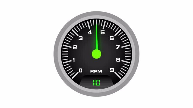 Car speedometer indicator scale animation template, speed meter scale level animated on transparent background.