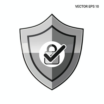 A grey shield icon with a lock and checkmark symbolizes security