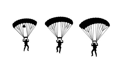 Skydiver Parachute Silhouettes Set – Extreme Adventure Sport Vector Icons © Meerazul