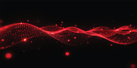 Red magic glow and bright light waves create a festive Christmas design with glowing red lines and star energy patterns on a black wallpaper vector illustration © JAHURA