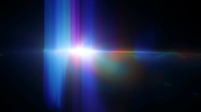 Abstract animation dark background refraction effect loop looping render gradient futuristic iridescent shape luminous scene of horizontal light flare and vertical streaks creating seamless glowing