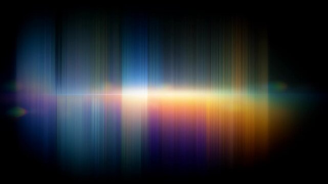 Abstract animation dark background refraction effect loop looping render gradient futuristic iridescent shape seamless skyline of glowing vertical light beams with refraction effect and mesmerizing