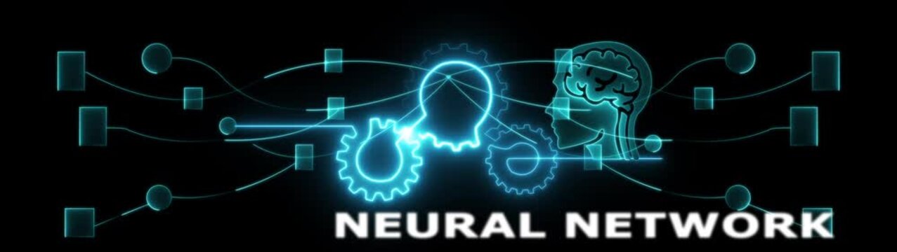 Neural network transformation concept with futuristic technology and human brain synergy innovation tech evolution icon animation.