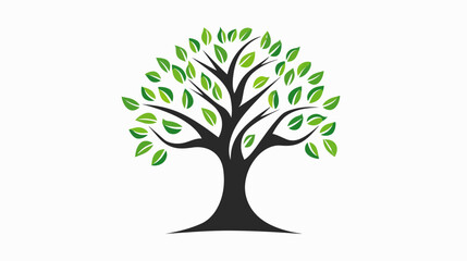 Obraz premium Stylized tree illustration with lush green leaves and a dark trunk against white