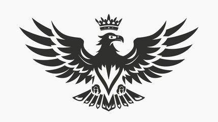 Fototapeta premium Elegant black eagle emblem with crown isolated on white background