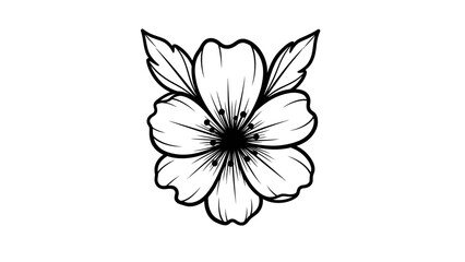 Obraz premium Black and white floral illustration petal and leaf design on white background