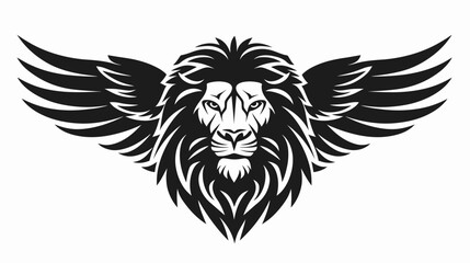 Obraz premium Winged lion graphic illustration powerful symbol in black and white