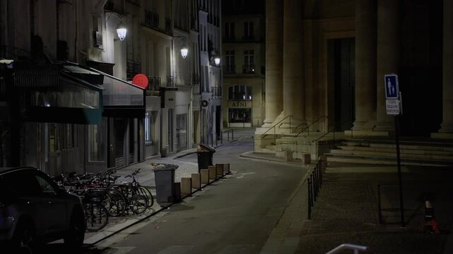 Empty street at night, Paris, France, Europe