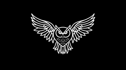 Obraz premium White owl illustration against black background for various design purposes