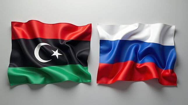 Russia and the Libyan flags
