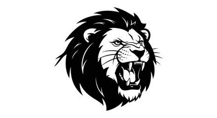 Fototapeta premium Roaring lion illustration powerful black and white wildlife symbol