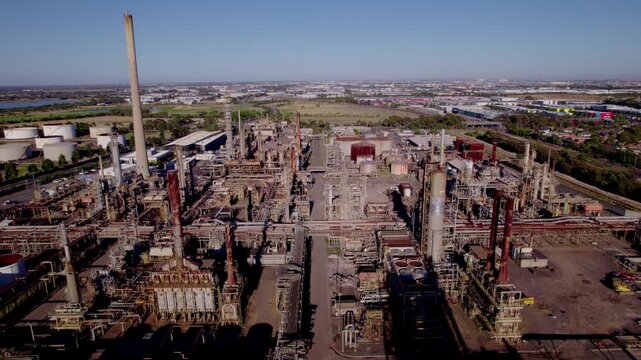 Altona import terminal aerial, sunny day, Australia