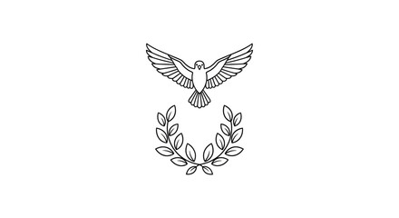 Obraz premium Elegant dove and wreath symbol for peace and tranquility on white background