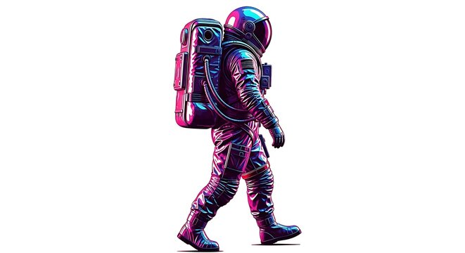 Astronaut walking in space suit with backpack