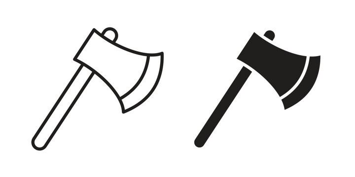 Axe icon symbols, Solid black and editable stroke icons