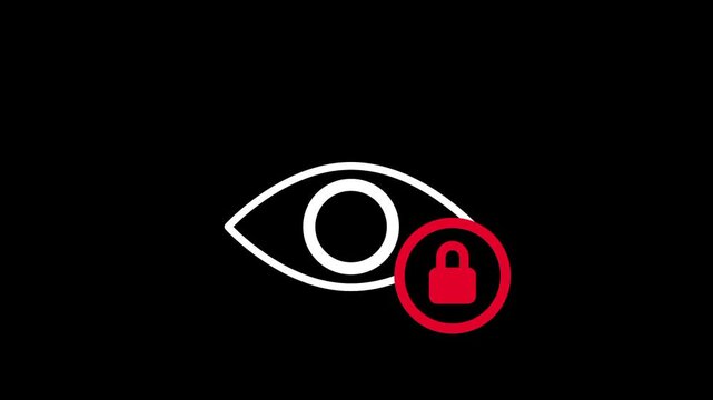 The eye icon is marked with a red padlock indicating that privacy mode is active or that certain visual content is hidden from the general view