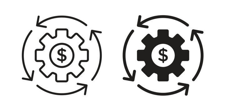 Business model icon symbols, Solid black and editable stroke icons