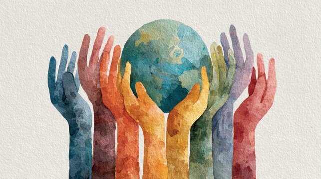 Happy earth day,people hands holding globe,Symbol of life,Environmental problems,environmental protection ecology,Hand drawn Globe,green living,zero waste,Earth day concept.