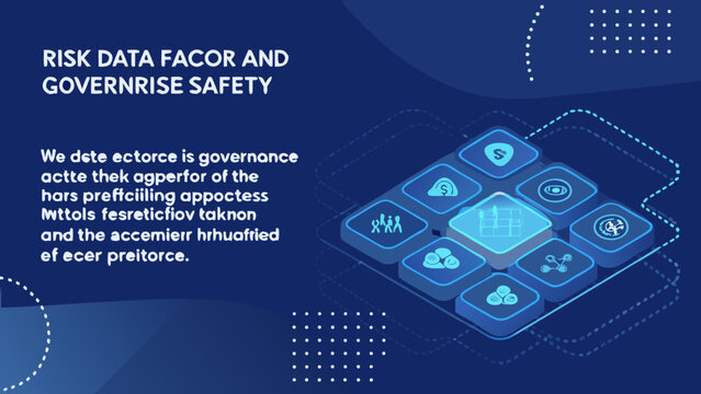 Risk data factor and governance safety with abstract blue cube design