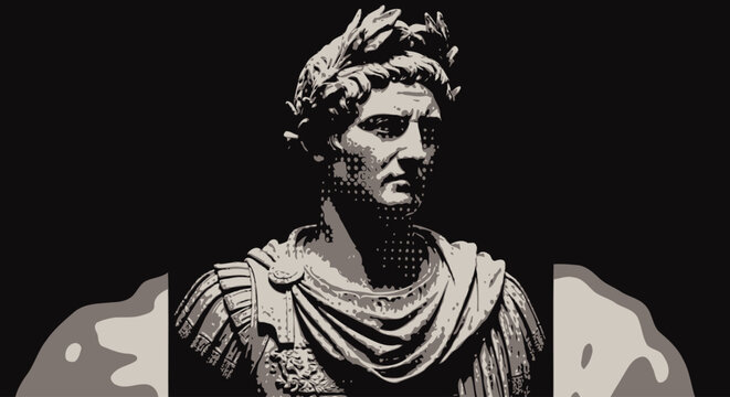 Ancient Roman Male Statue Bust Portrait.