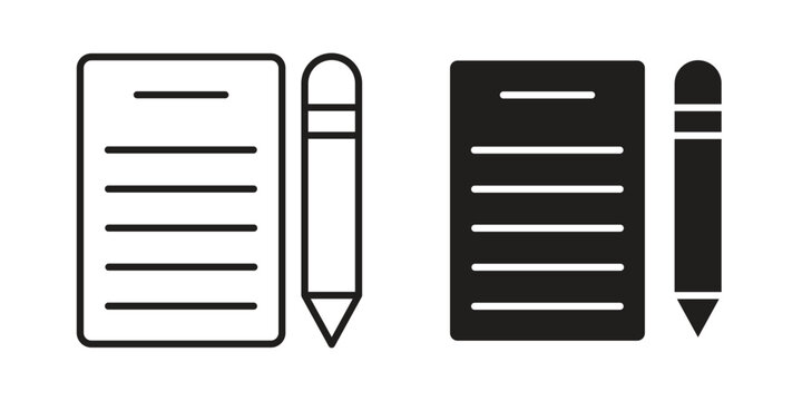 Declarations icon symbols, Solid black and editable stroke icons